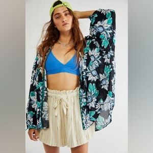 NWT Free People Good Vibrations Printed Blouse